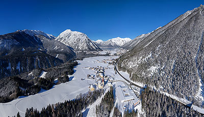 Achensee scenery ski hut by train