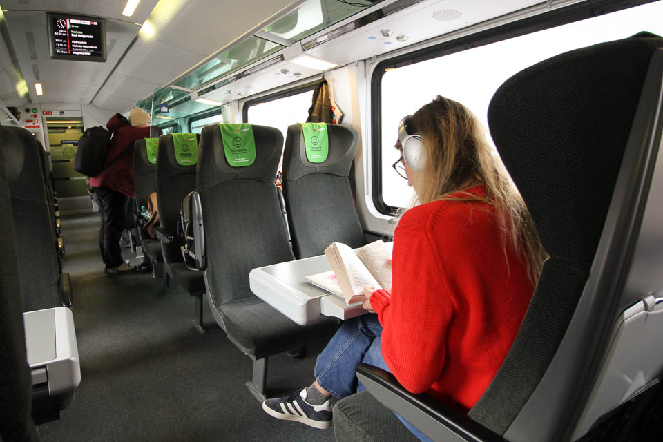 Relaxing in a RailJet carriage