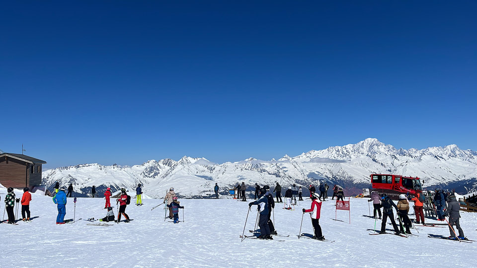 Bluebird skies over La Plagne